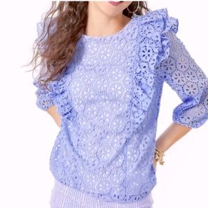 Lilly Pulitzer Periwinkle Purple Petite Sand Dollar Eyelet top. Size medium.